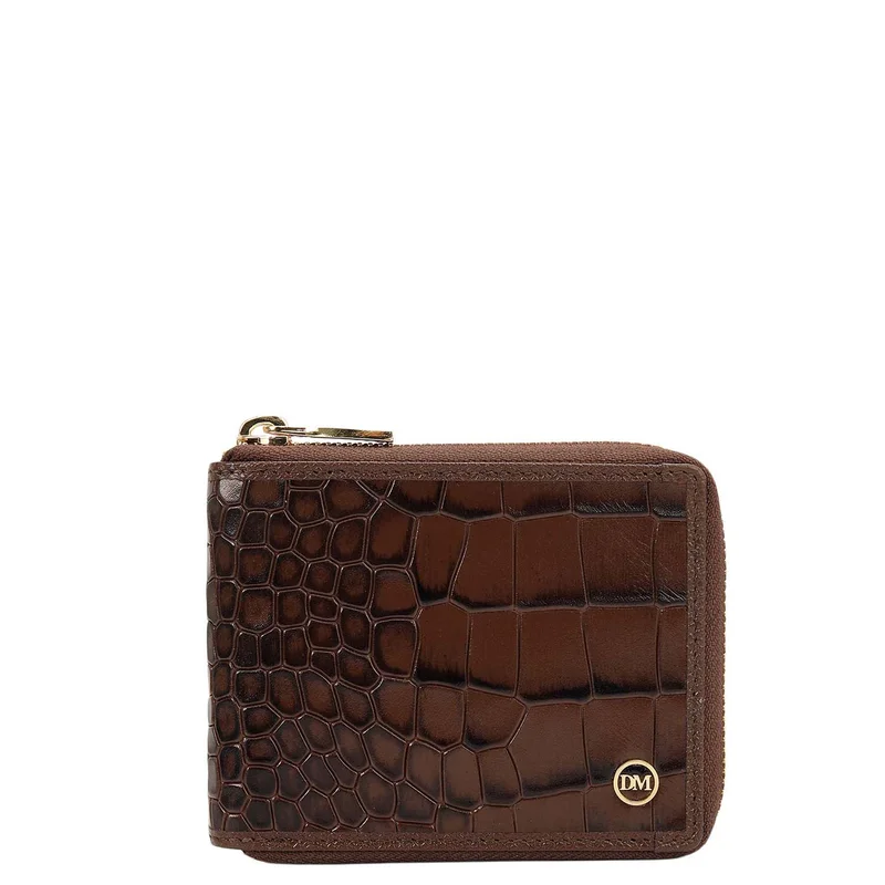 Da Milano Croco Leather Ladies Wallet - Walnut